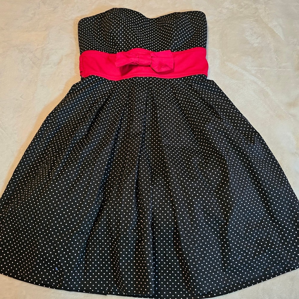 Vintage Ruby Rox Black & Red Strapless Rockabilly-Style Mini Dress Juniors 7